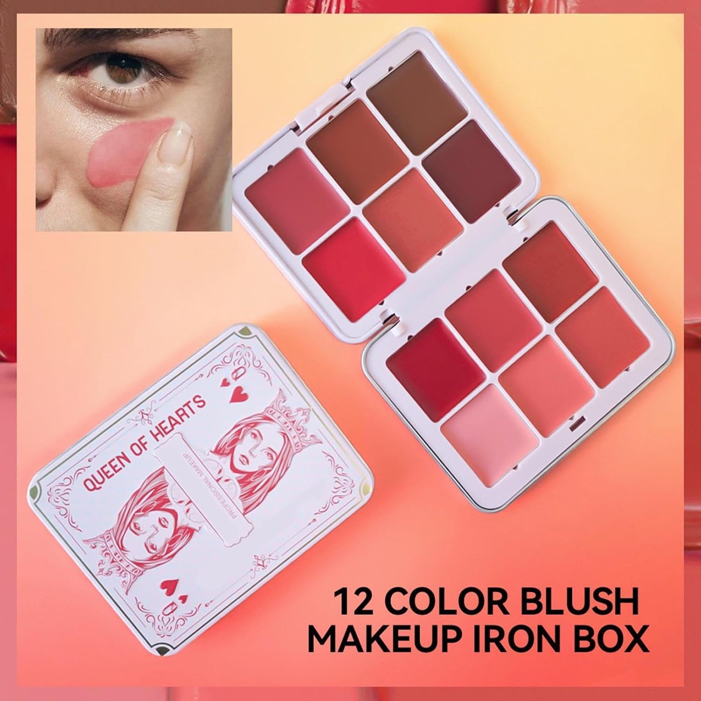 Face Blush Palette, Cosmetics Powder Blush, 12 Color Blush Palette, Smudge-Proof Blush, Long-Wearing Blush, Blendable Cheek Makeup, Multi-Color Blush Palette, Makeup for Cheeks and Eyes, Powder Blush