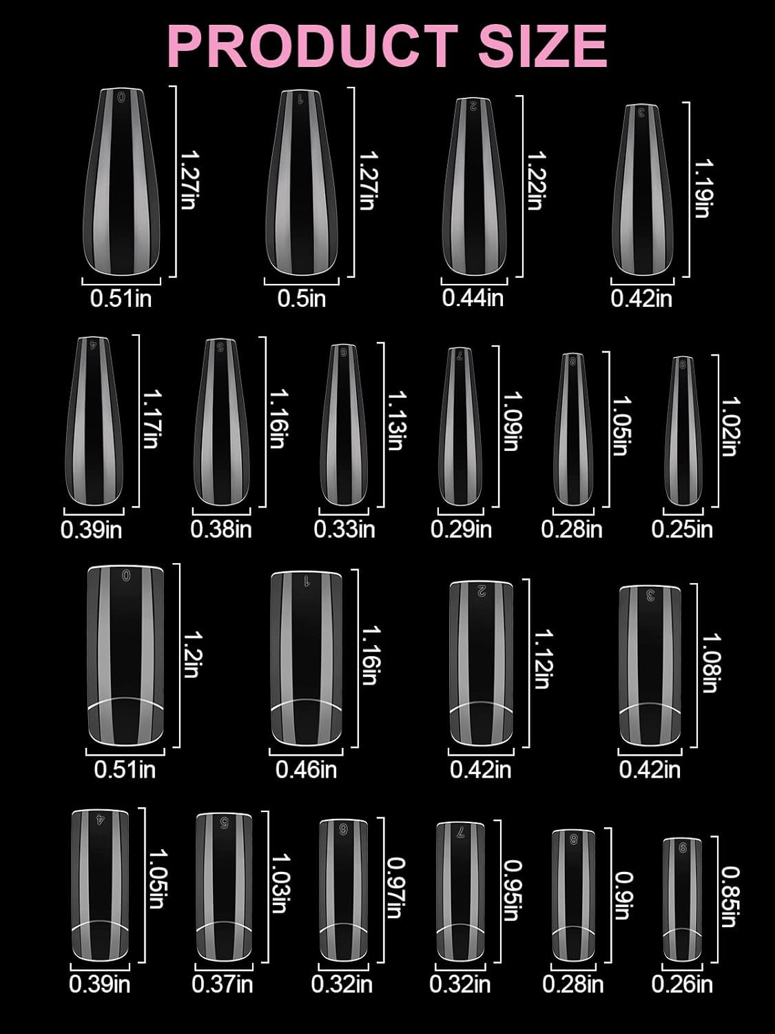 Kit Manucure Ongles Nail Art Tips, 1000 Pièces Clair Capsules Ongles Conseils Kit Poudre Acrylique Pour Allonger Les Ongles Naturels Kit De Nail Art Professionnel
