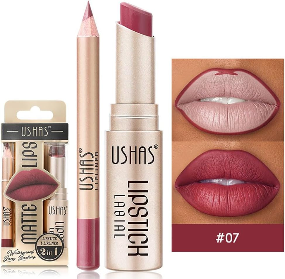 6 Couleurs De Rouge À Lèvres Mat 3 Couleurs De Crayon À Lèvres Mat + 3 Couleurs De Rouge À Lèvres Mat Velouté Kit De Maquillage Des Lèvres Très Pigmenté Et Longue Durée Avec Un Joli Paquet Cadeau