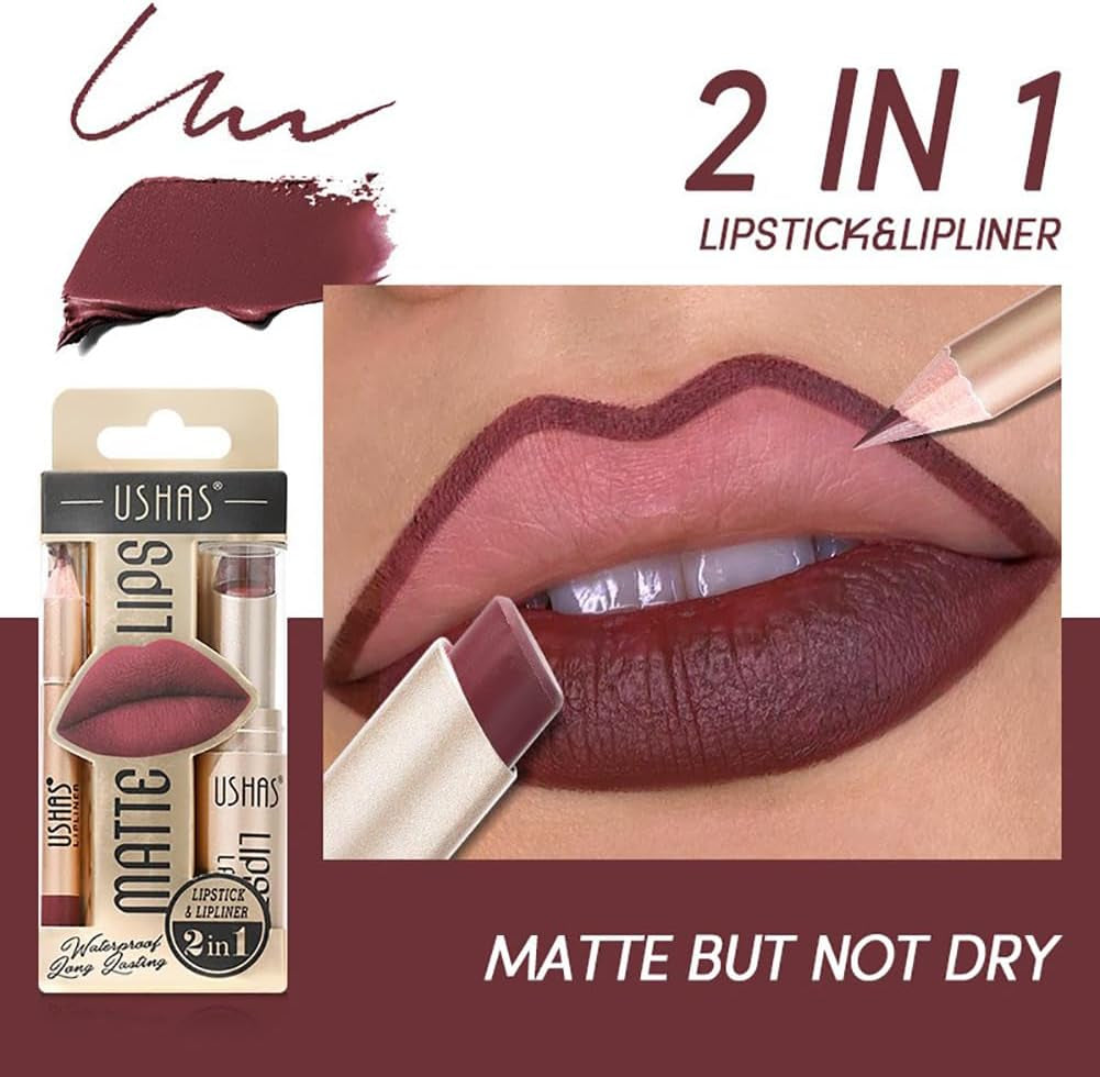 6 Couleurs De Rouge À Lèvres Mat 3 Couleurs De Crayon À Lèvres Mat + 3 Couleurs De Rouge À Lèvres Mat Velouté Kit De Maquillage Des Lèvres Très Pigmenté Et Longue Durée Avec Un Joli Paquet Cadeau