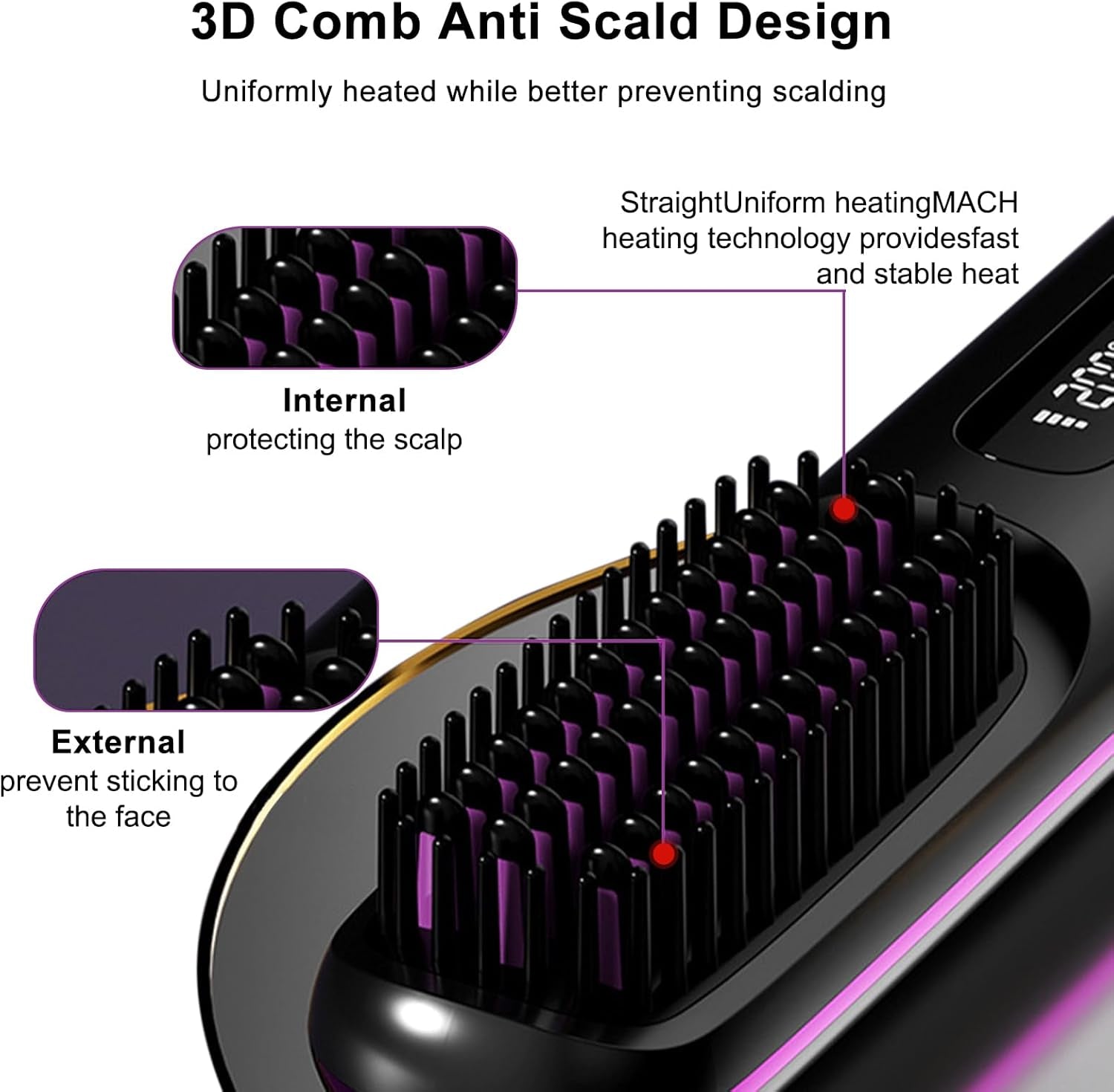 Fer À Lisser Sans Fil - Brosse À Air Chaud - Ion Négatif - Lisseur À Cheveux - Chauffage Rapide Des Années 20 - Design Anti-Brûlure - Pour Tous Les Types De Cheveux - Rechargeable Par USB